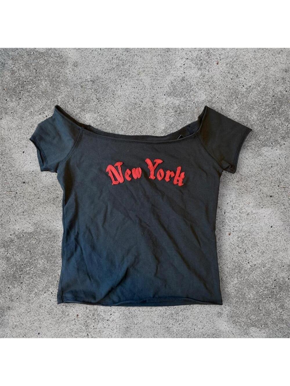 Brandy Melville black and red new york top